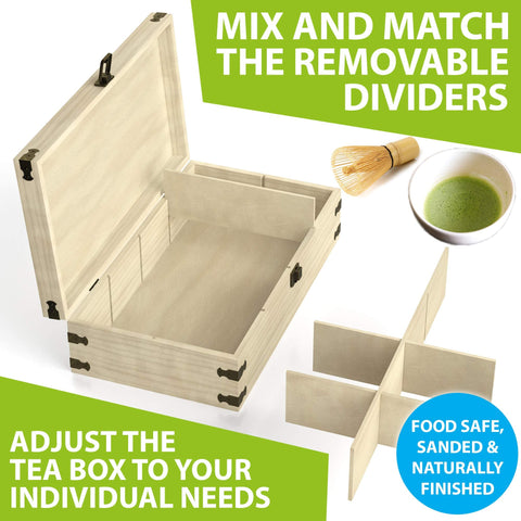 Zen Earth Inspired handmade tea chest showcases natural pine beauty and artisan quality.
