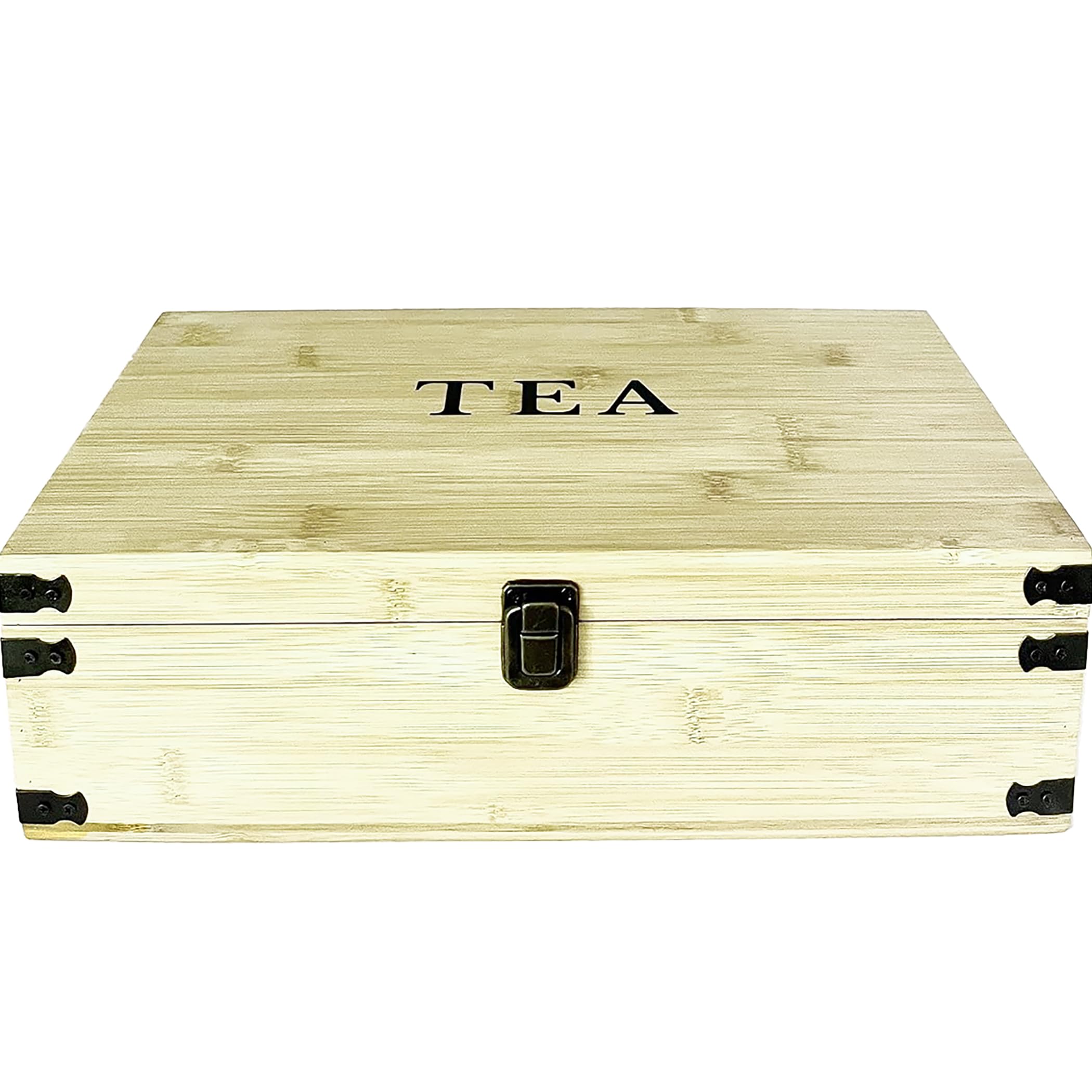 Zen Earth Inspired large tea organizer box top view showing spacious compartments for organized tea storage.