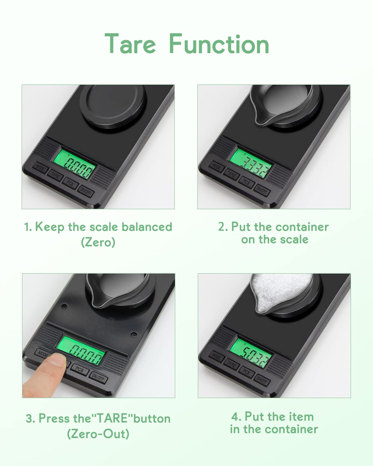 Included pan and tweezers support clean, quick sample handling.