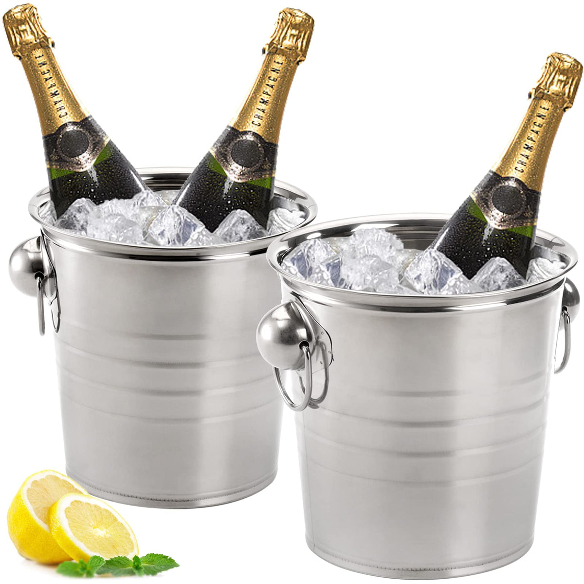 ZENFUN 2-pack ice bucket with top diameter keeps drinks cool at parties.