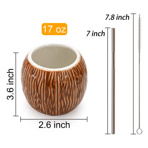 ZENFUN ceramic tiki mug texture smooth glaze enhances grip and easy cleaning.