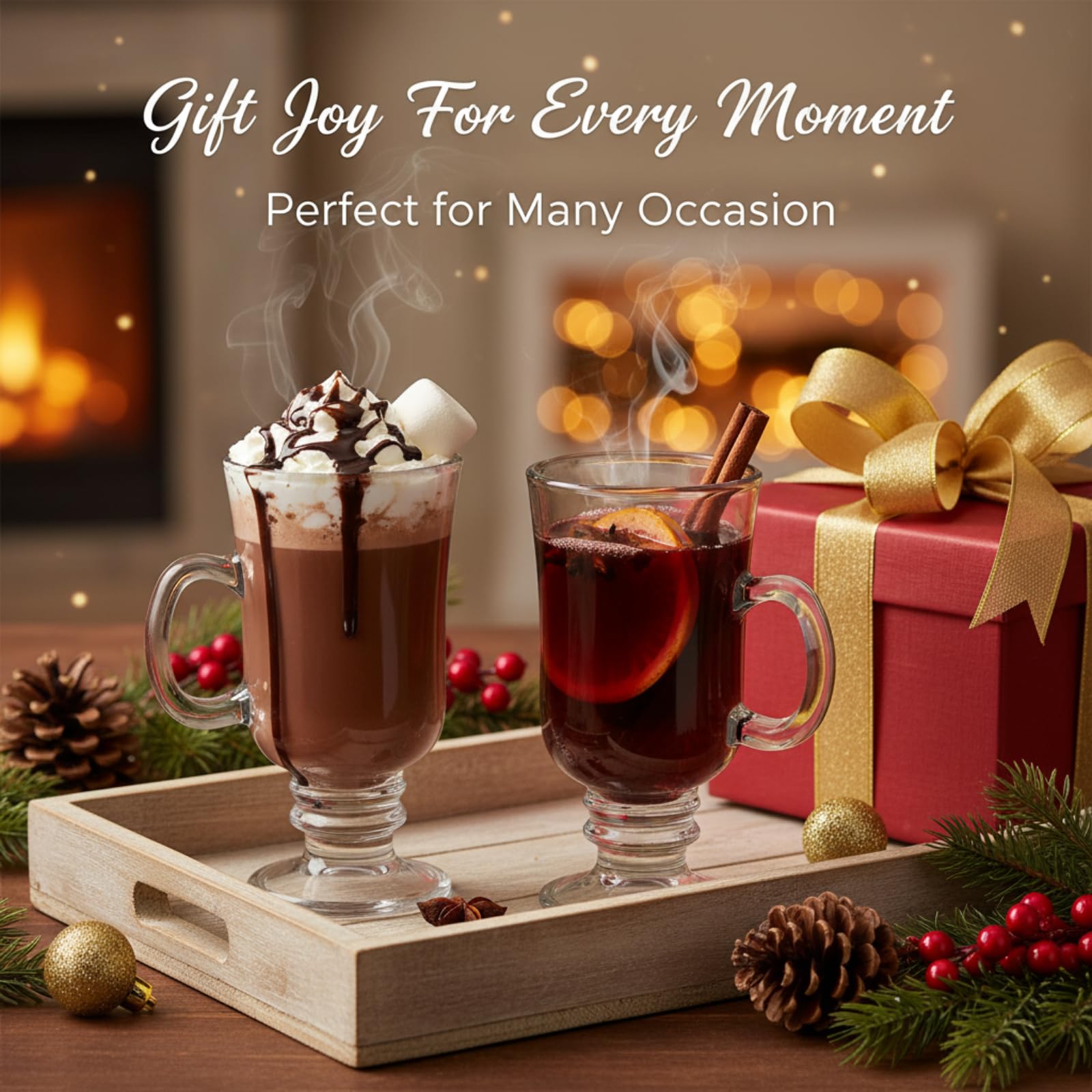 Elegant, clear glass enhances table presentation.