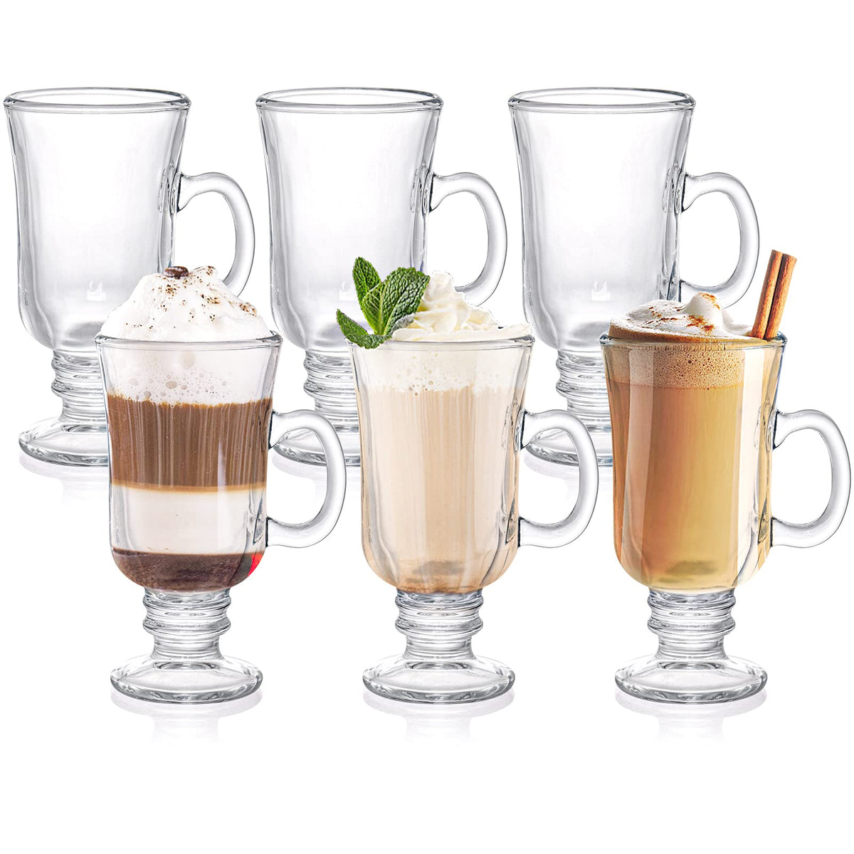 ZENFUN Irish coffee mug with footed base for stable, hot beverages.