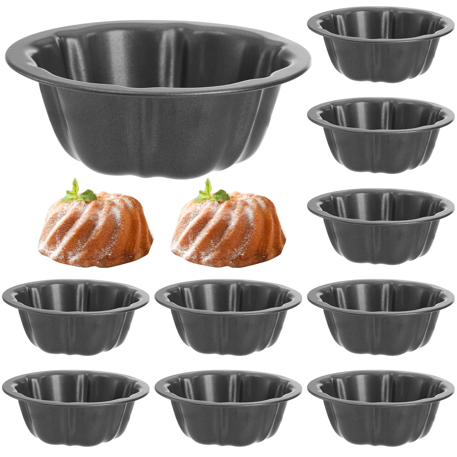 ZENFUN mini flan molds with flower-fluted top for decorative, even-baking desserts.