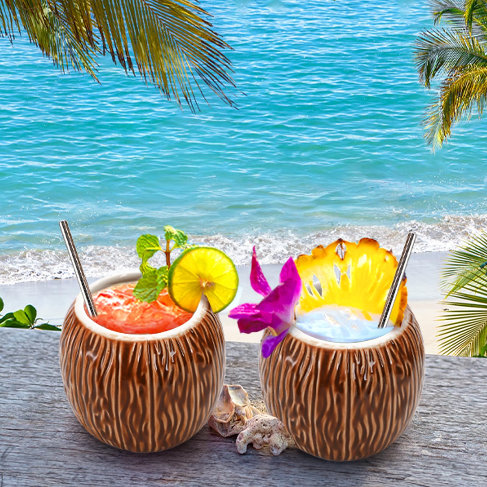 ZENFUN four-pack cups suit beach parties, weddings, and tropical celebrations.