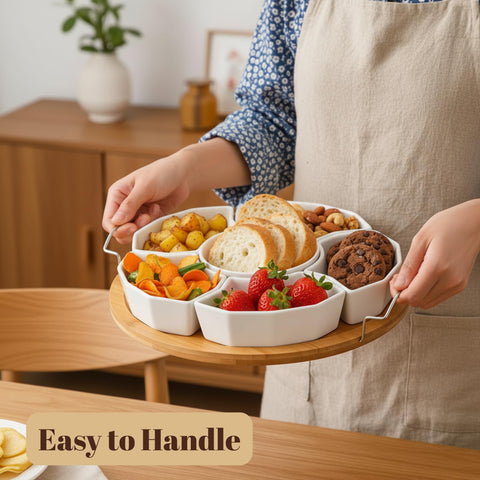 ZENFUN 11-inch diameter tray keeps snacks neat and accessible.