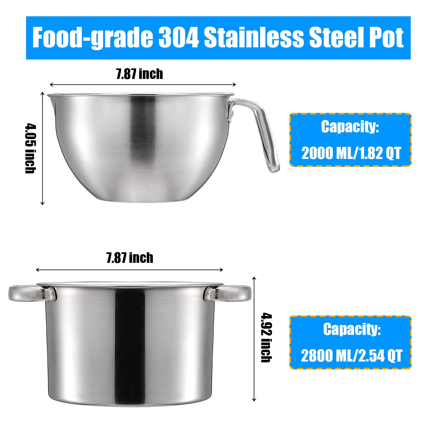 ZENFUN stainless steel pot 2.54qt sturdy secondary vessel for sauces