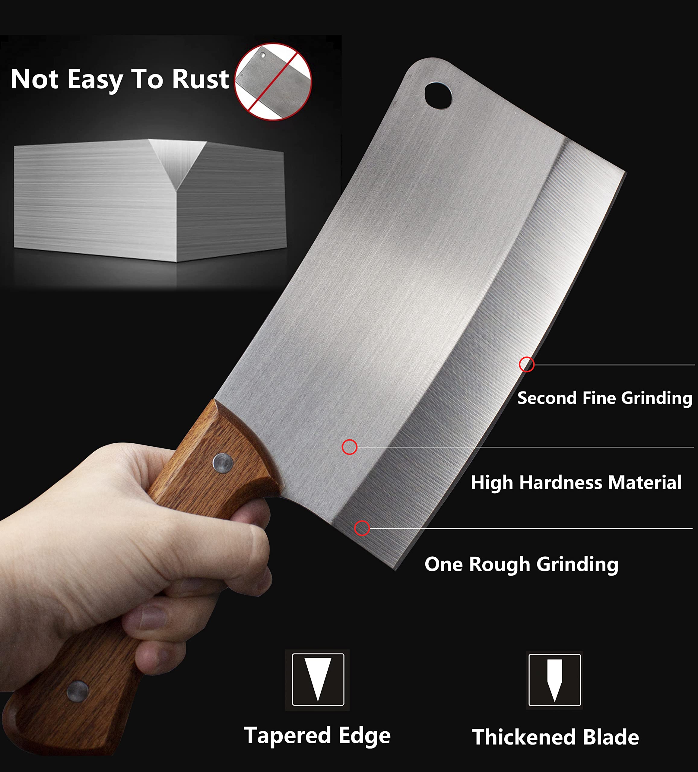 ZENG JIA DAO 7 inch cleaver secure grip pear wood for confident slicing