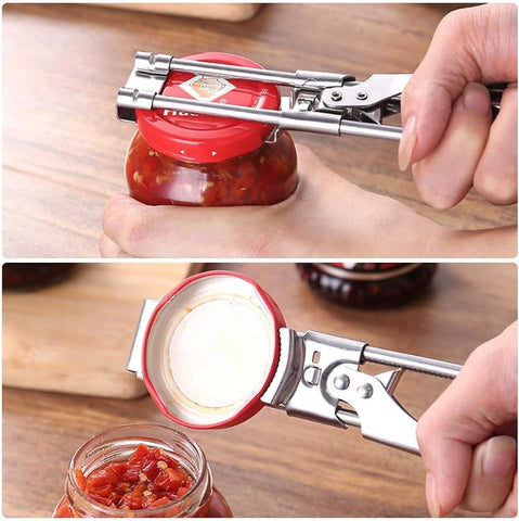 Zengxiaoyun stainless steel can opener showcases smooth lid removal with secure grip.