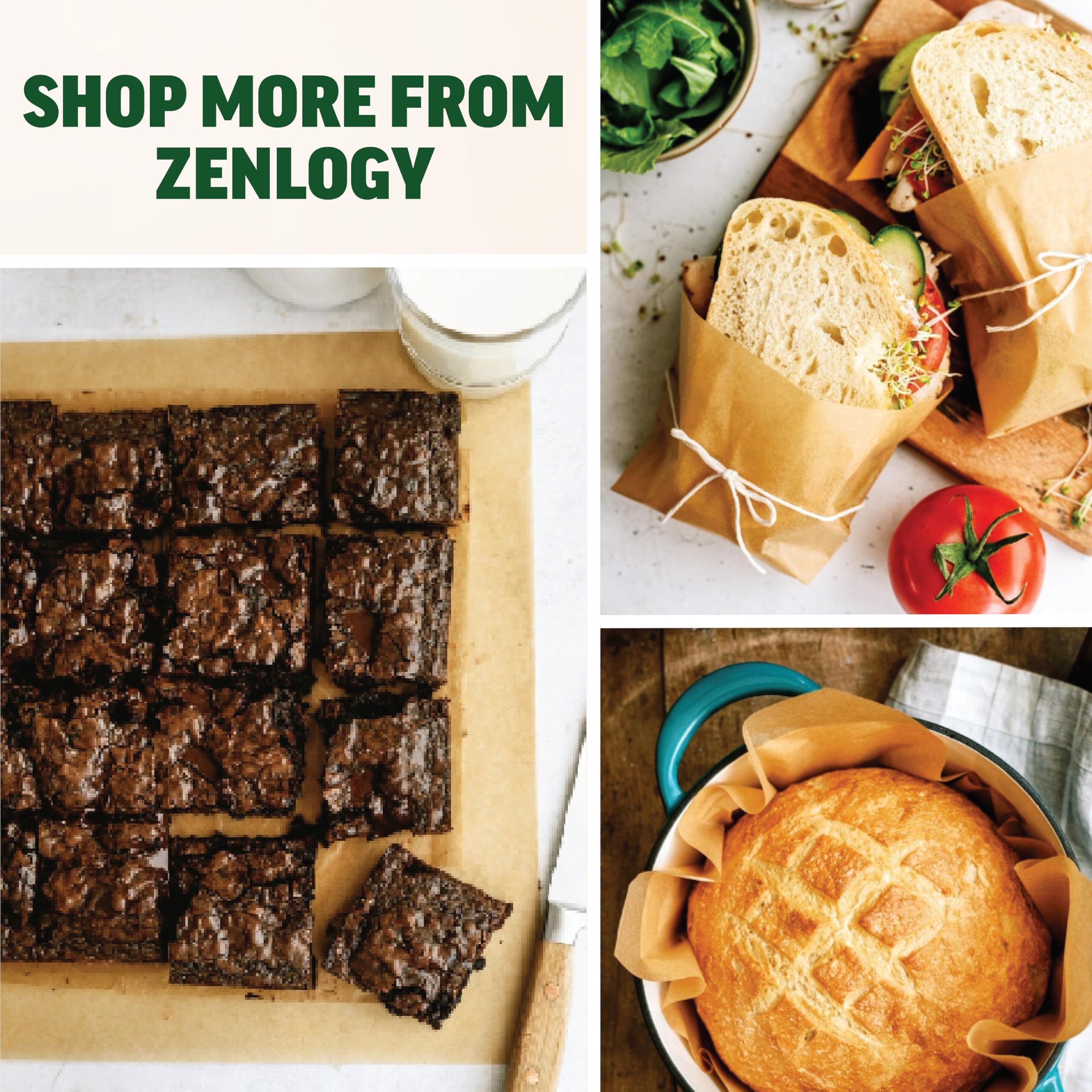 Zenlogy parchment paper keeps pans clean and simplifies cleanup after baking