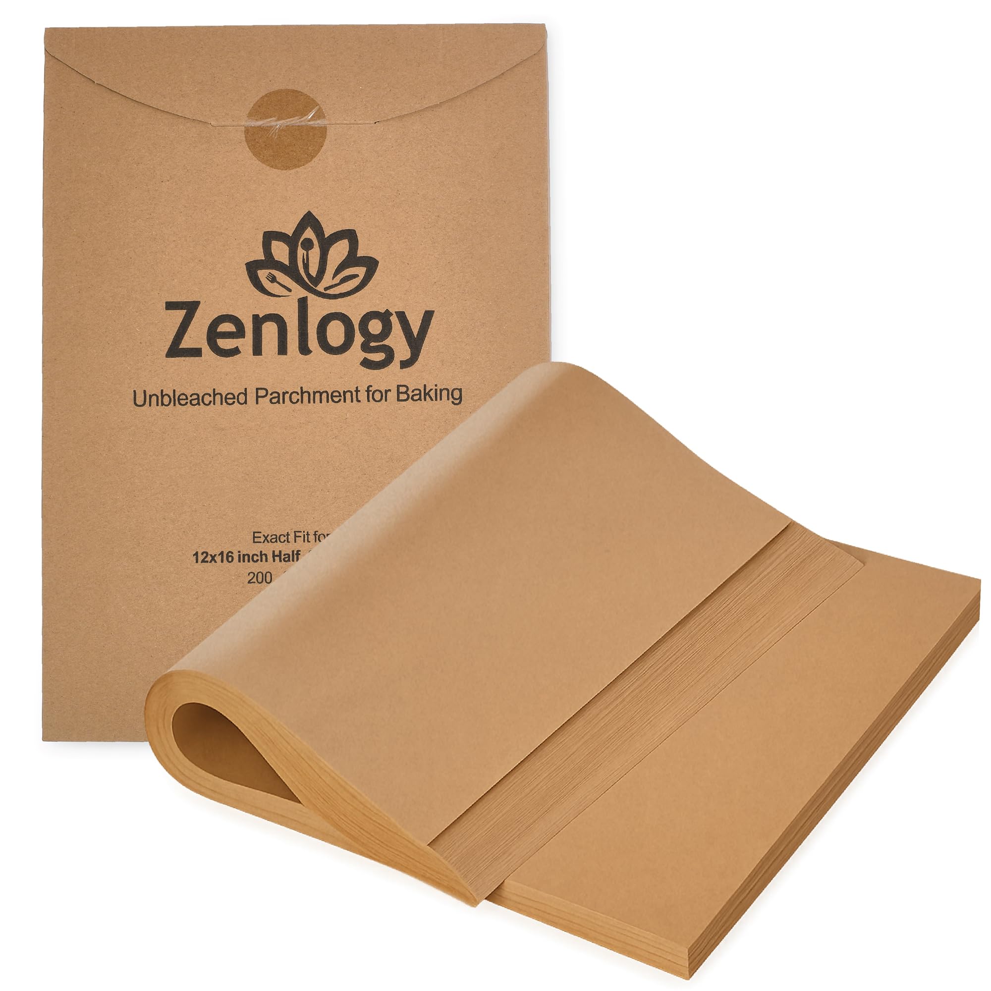Zenlogy parchment paper sheets 12x16 fit half-sheet pans for mess-free baking