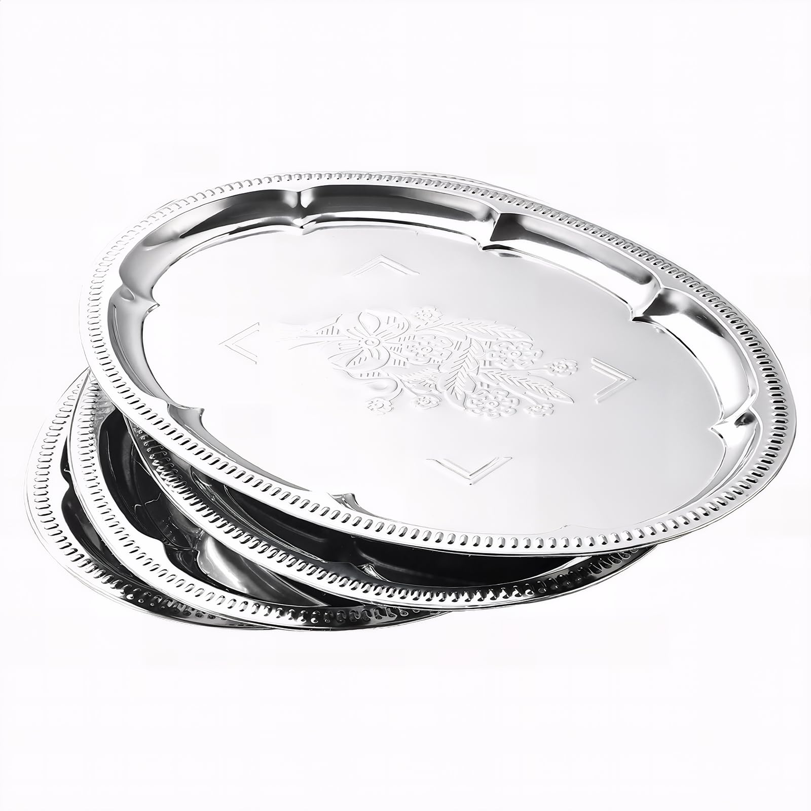 ZENOVLUX oval silver trays in a four pack ready for elegant party service