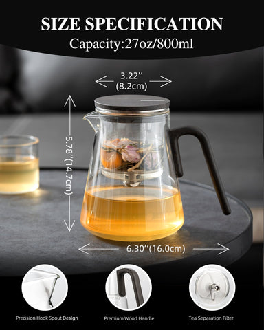 ZENS Borosilicate Glass Teapot withstands high temps with a clear view of brewing
