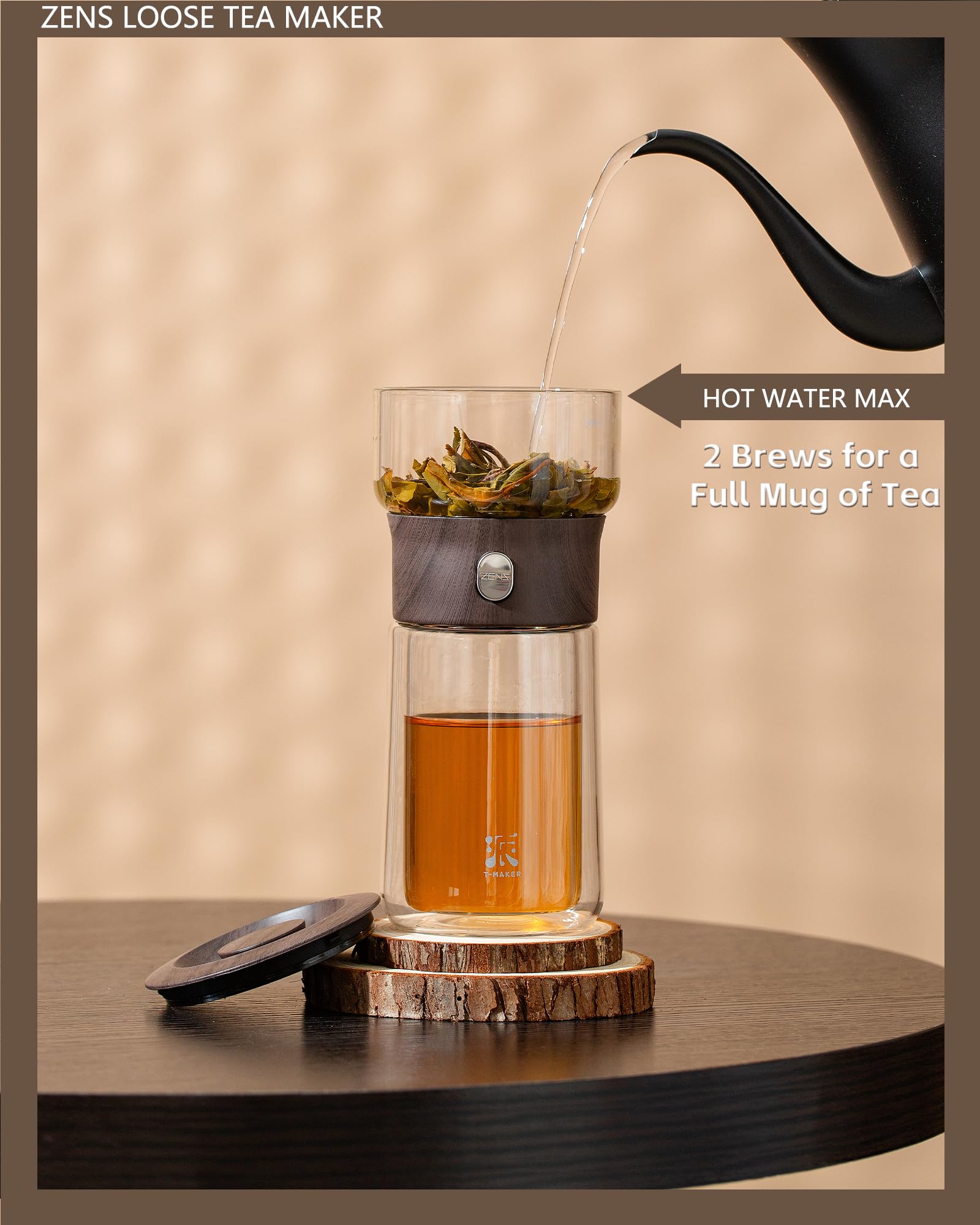 ZENS built-in infuser with 316 stainless steel—precise filtration for clean cups.