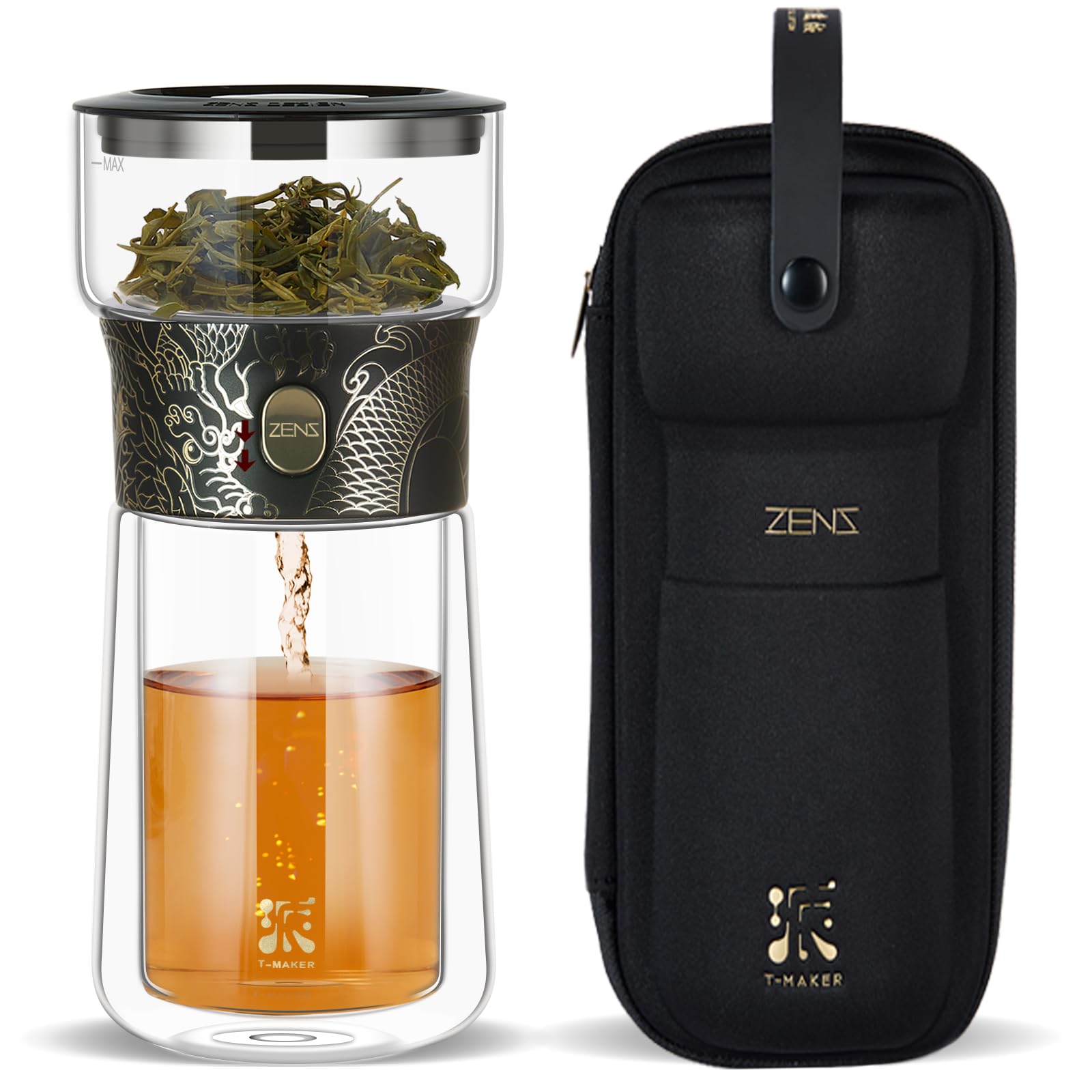ZENS Cool Glass Teapot with Infuser setup for easy, mess-free loose tea brewing