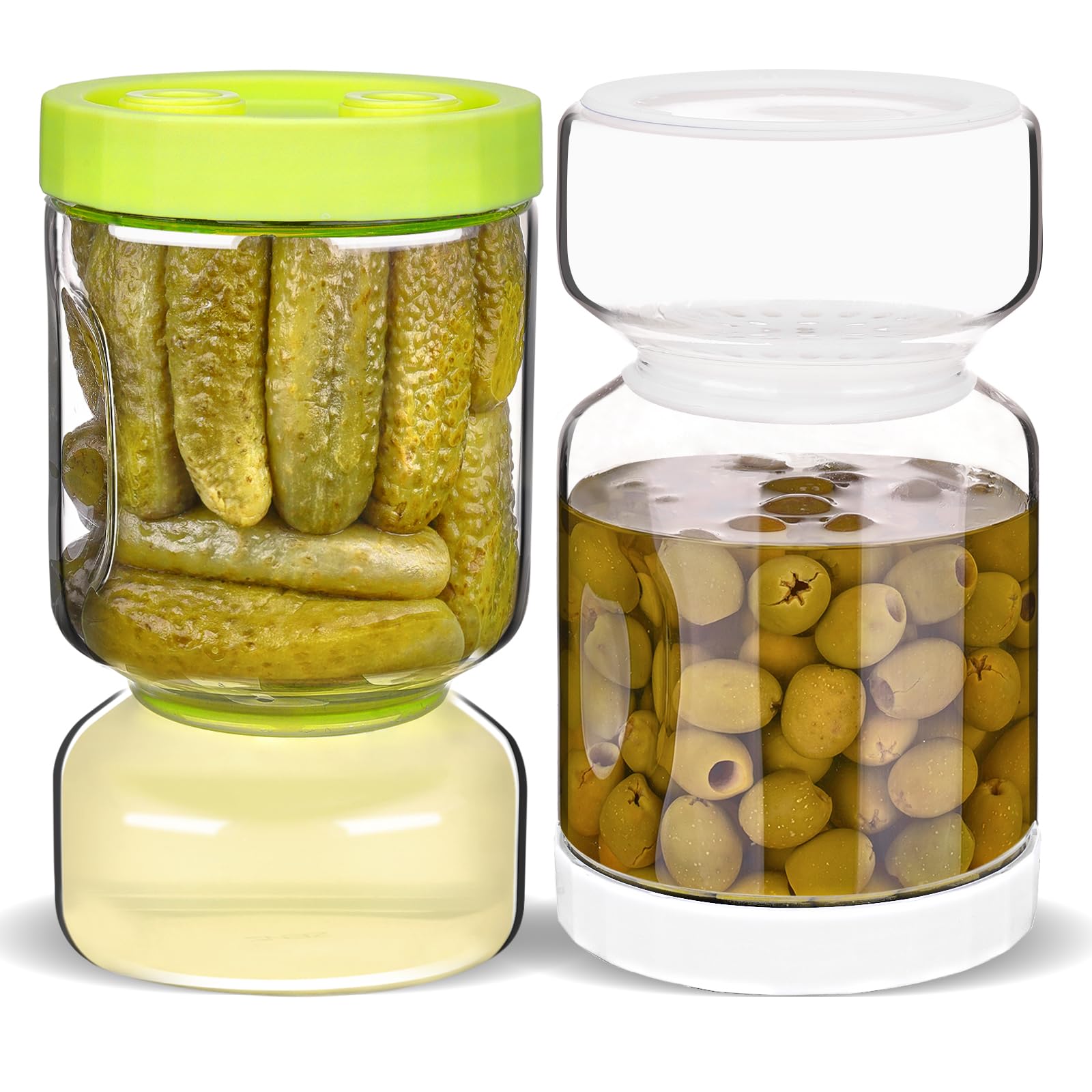 ZENS glass pickle jar with strainer flip for fresh pickles and mess-free storage