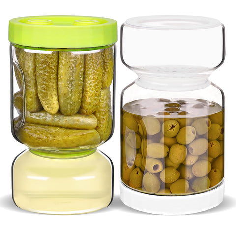 ZENS glass pickle jar with strainer flip for fresh pickles and mess-free storage