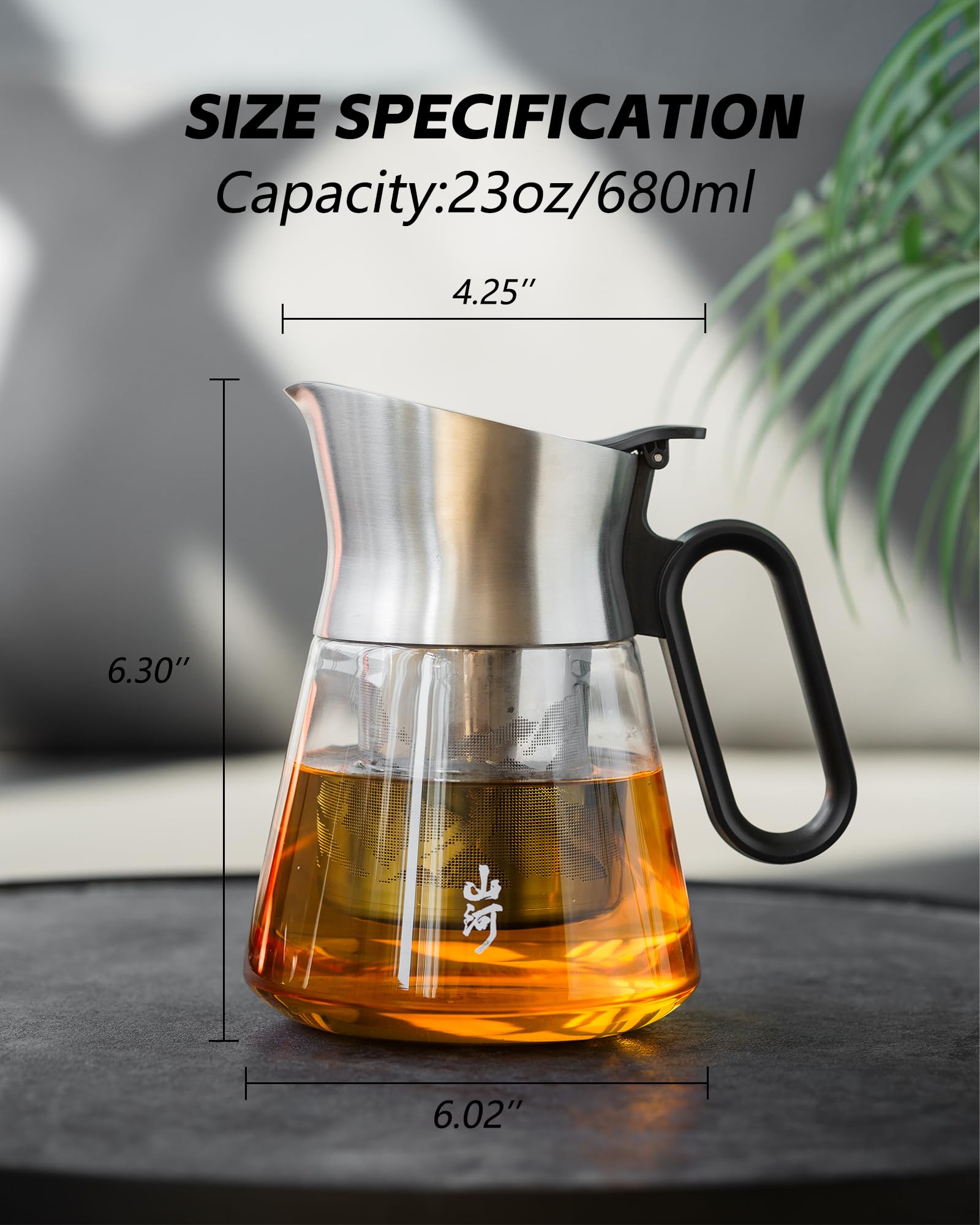 ZENS glass teapot with stainless steel spout delivers a drip-free pour.