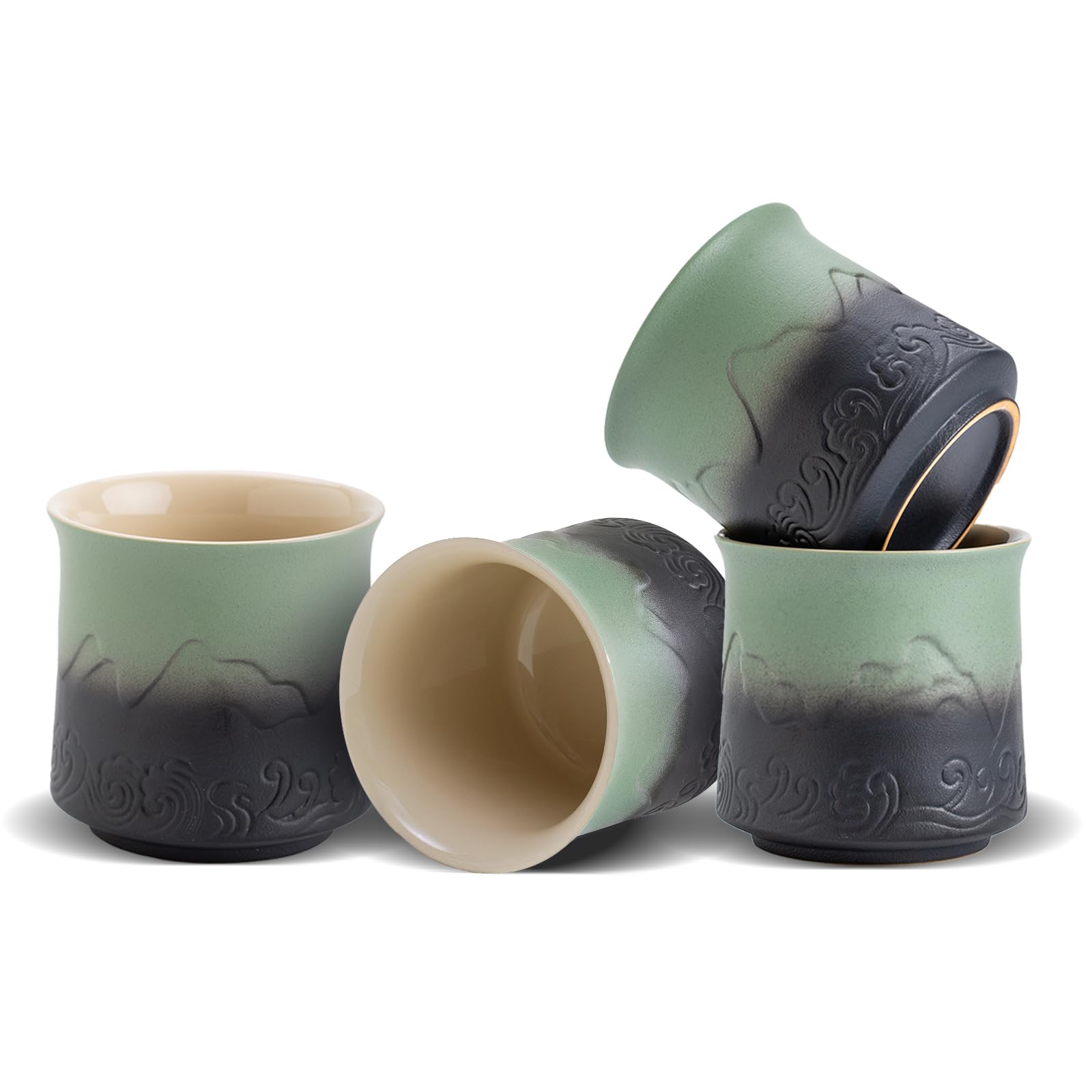 ZENS embossed mountain glaze tea cups enhance daily rituals