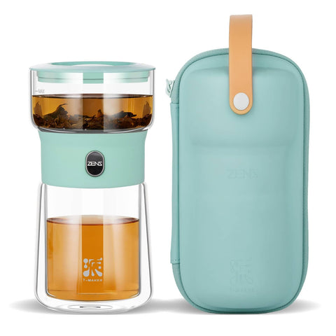 ZENS modern glass infuser teapot ready brew with clean, flavor-focused design.