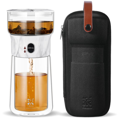 ZENS Modern One Touch Tea Maker glass teapot for effortless, mess-free brewing