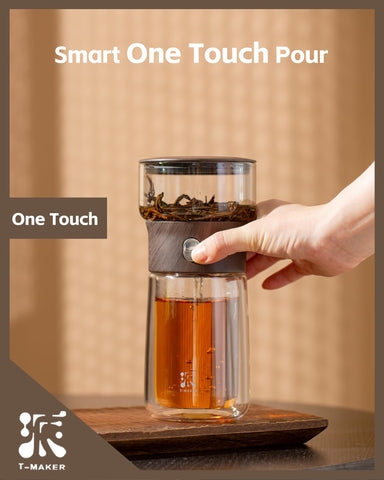 ZENS one-touch tea maker mug side view—quick, mess-free brewing at home.