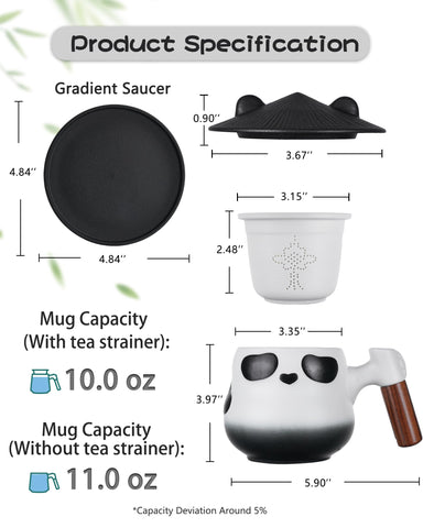 ZENS panda cup and coaster set keeps surfaces clean