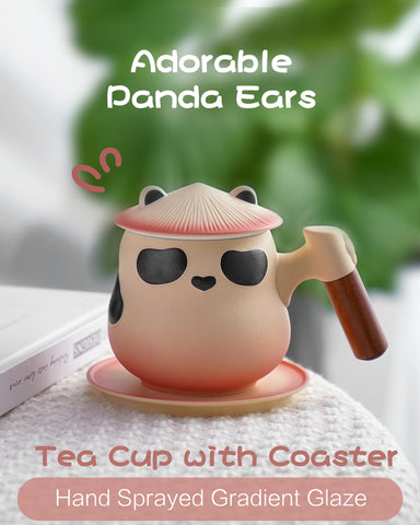 ZENS Panda Tea Mug Coaster included protects surfaces during tea service.