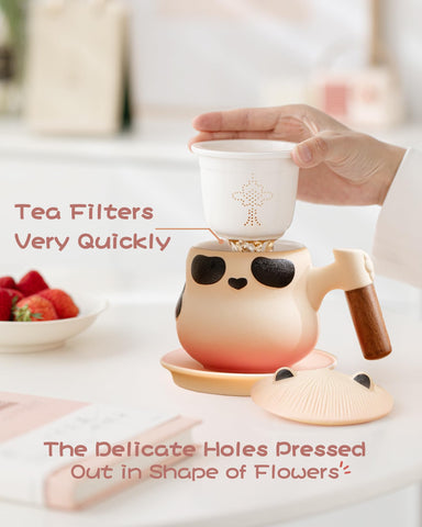 ZENS Panda Tea Mug Lid with ears adds playful design and helps keep tea warm.