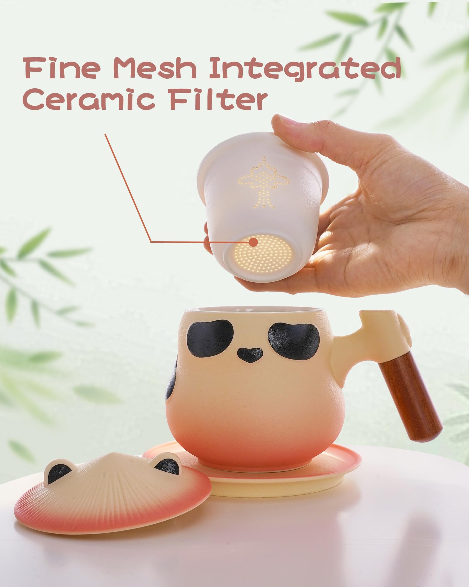 ZENS Panda Tea Mug Serving presentation showing a cozy tea moment.