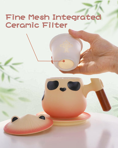 ZENS Panda Tea Mug Serving presentation showing a cozy tea moment.