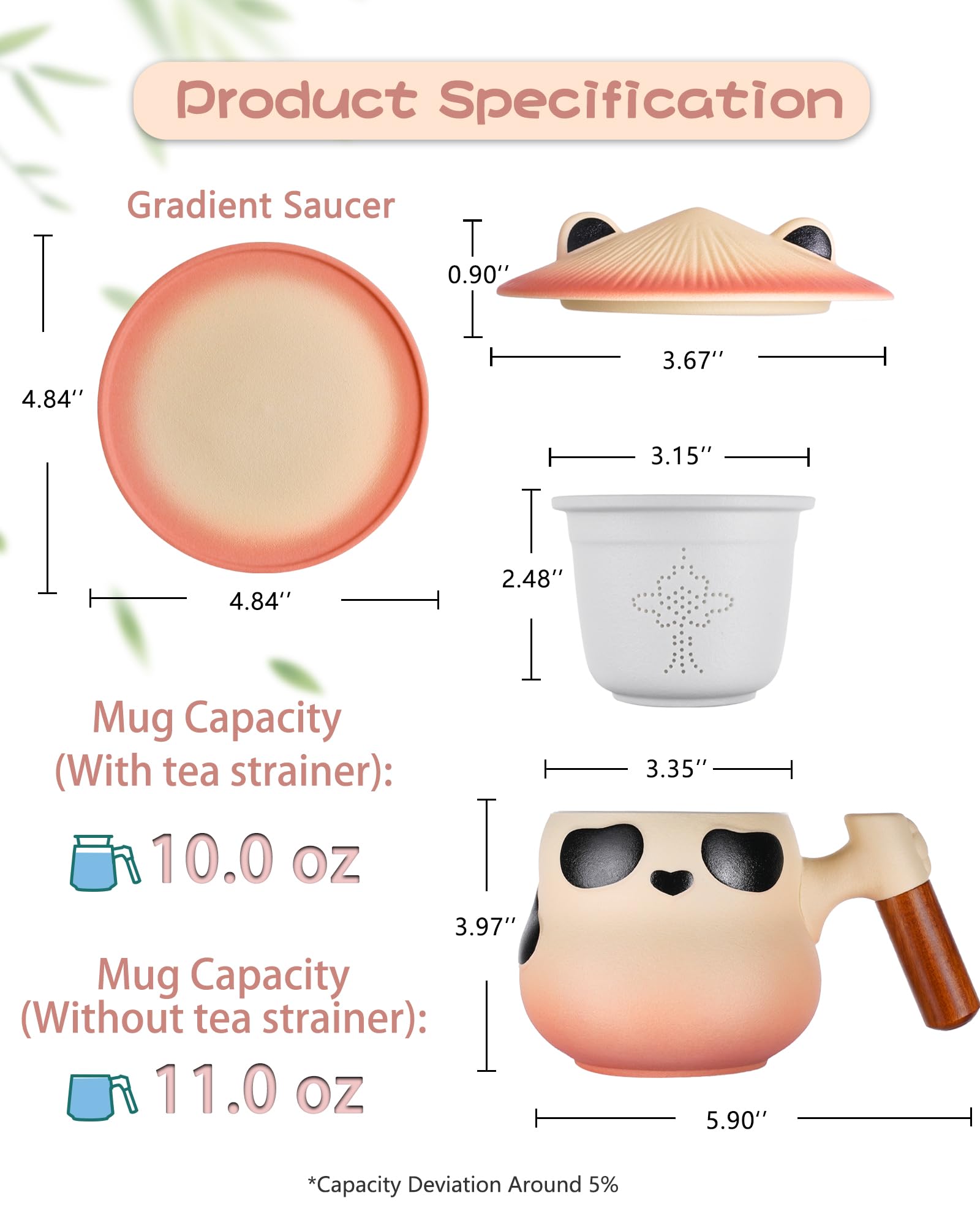 ZENS Panda Tea Mug Strainer detail with flower-shaped holes for refined brewing.