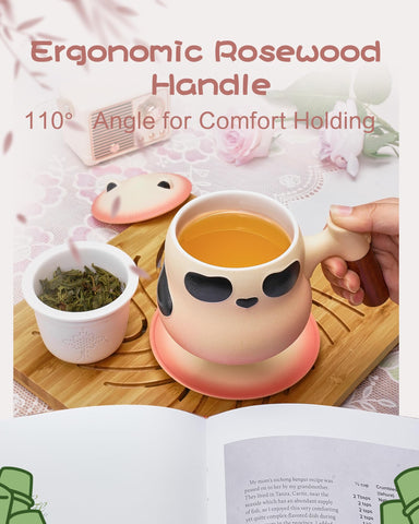 ZENS Panda Tea Mug Infuser features extra-fine holes for blooming loose leaf tea.