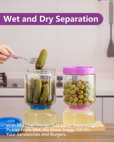 Airtight leakproof lid keeps pickles and juices contained