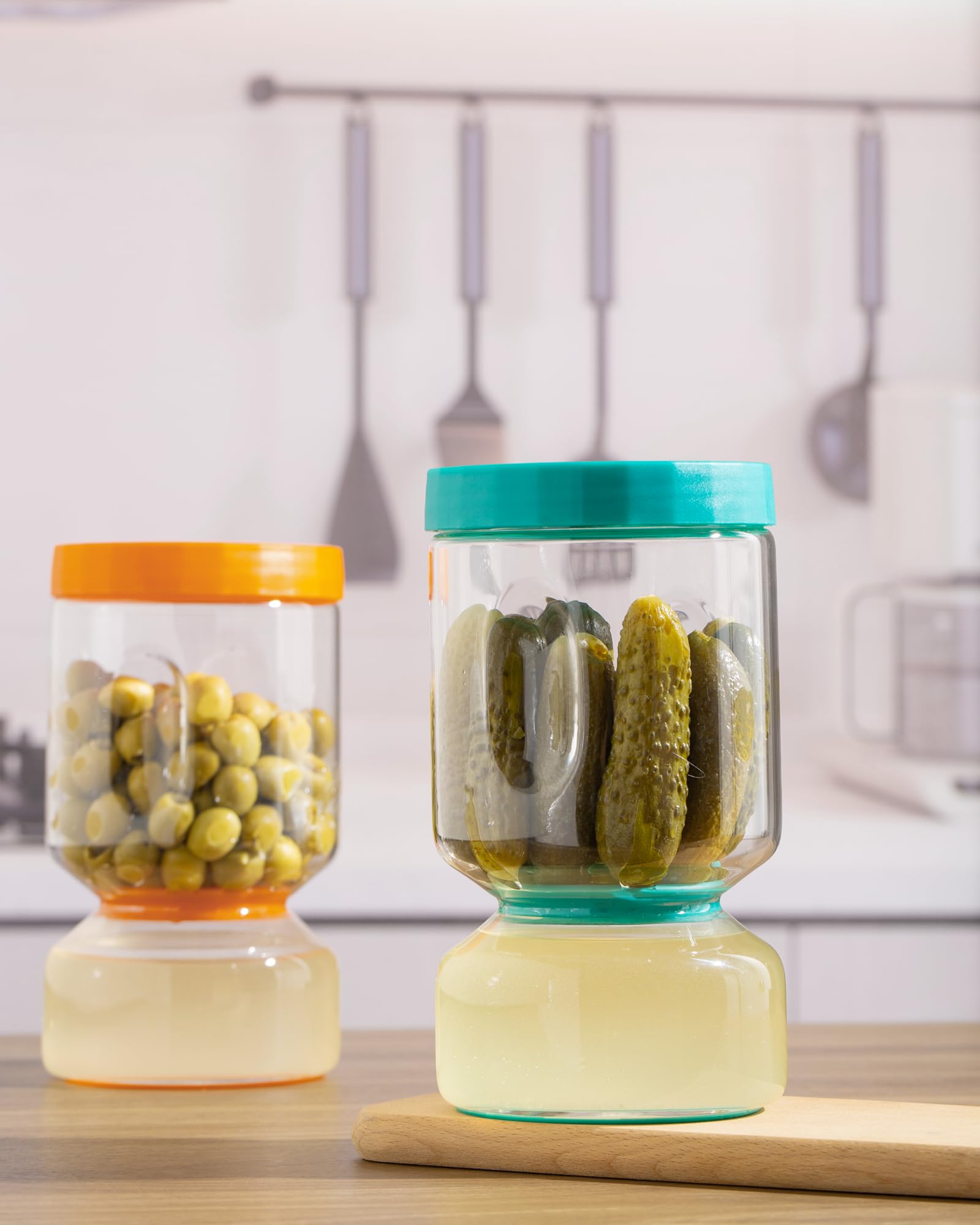 ZENS teal design adds modern style to fridge organization.