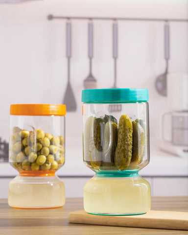 ZENS teal design adds modern style to fridge organization.