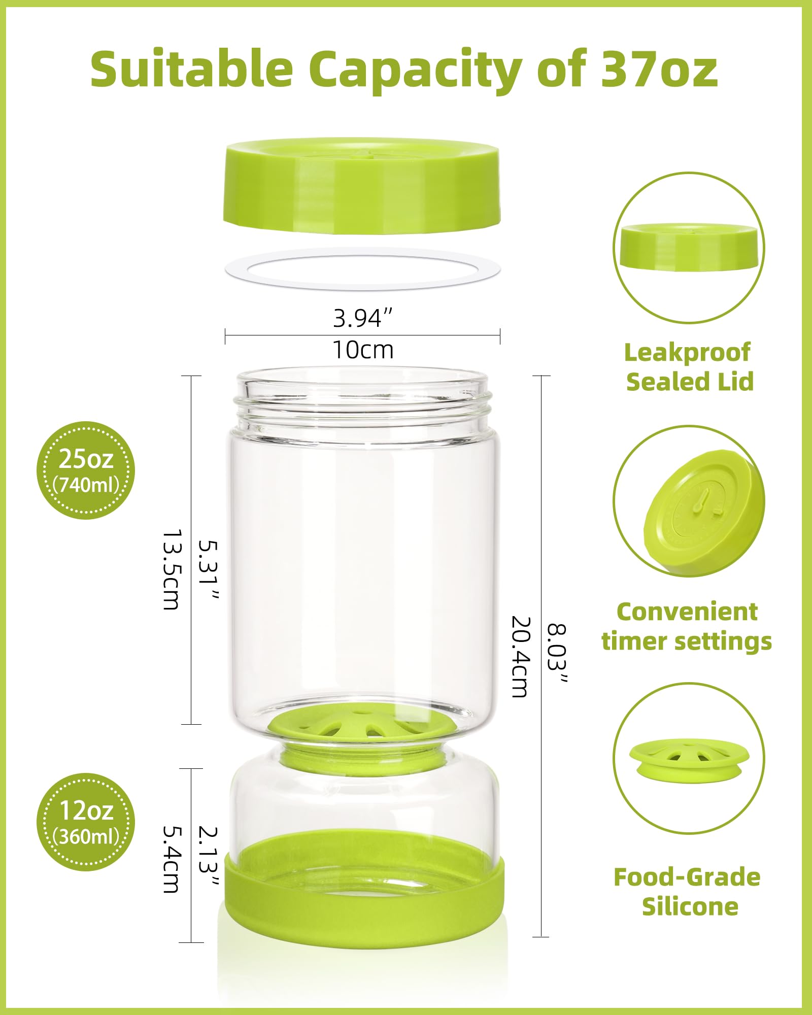 ZENS Pickle Jar with Strainer Flip has a 37 oz capacity for standard jars.