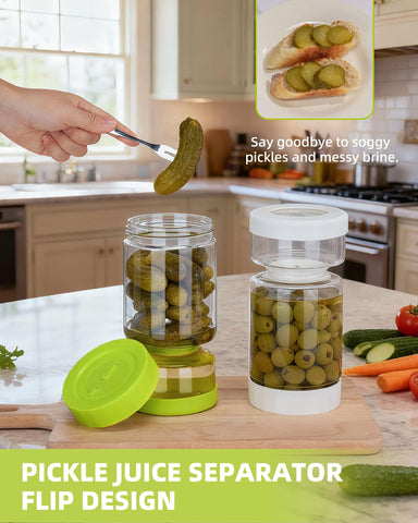 ZENS Pickle Jar with Strainer Flip features borosilicate glass for durability.