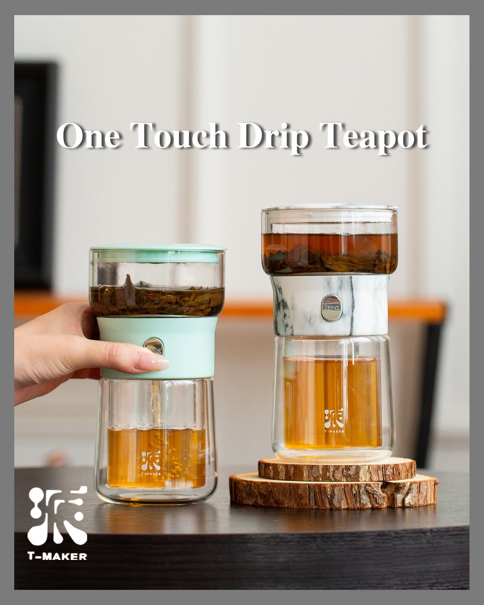 Portable gray marble travel kit from ZENS, ideal for on‑the‑go tea moments.
