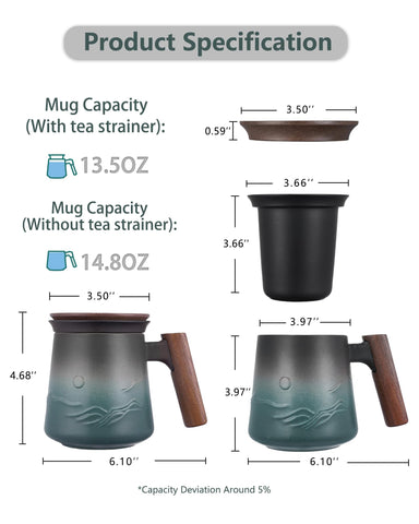ZENS sturdy lead-free ceramic mug for daily tea or coffee