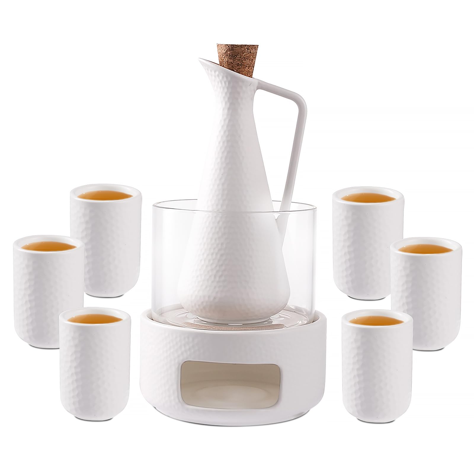 ZENS embossed ceramic sake bottle for elegant hot or cold service
