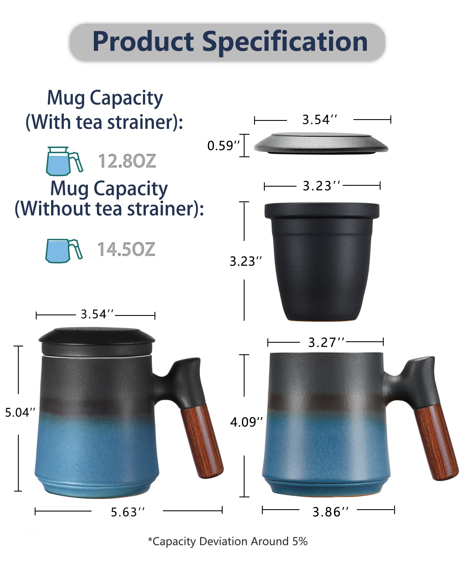 ZENS extra-fine infuser mug accommodates larger leaf teas like oolong.