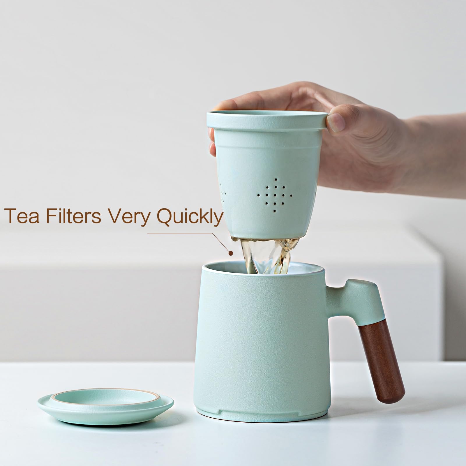 ZENS matte glaze interior shows tea color clearly during steeping.