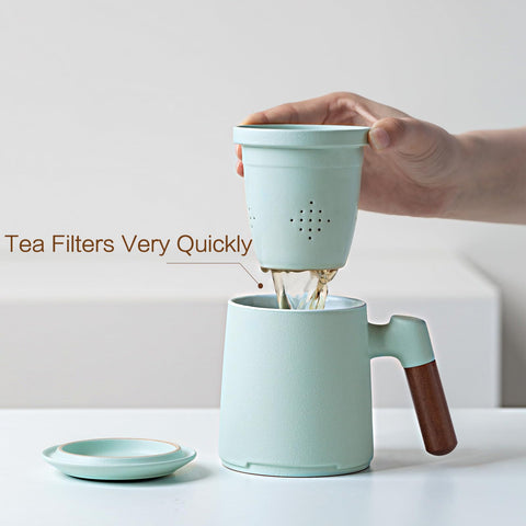 ZENS matte glaze interior shows tea color clearly during steeping.