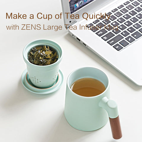 ZENS tea cup wood handle diffuser offers comfortable grip and better heat insulation.