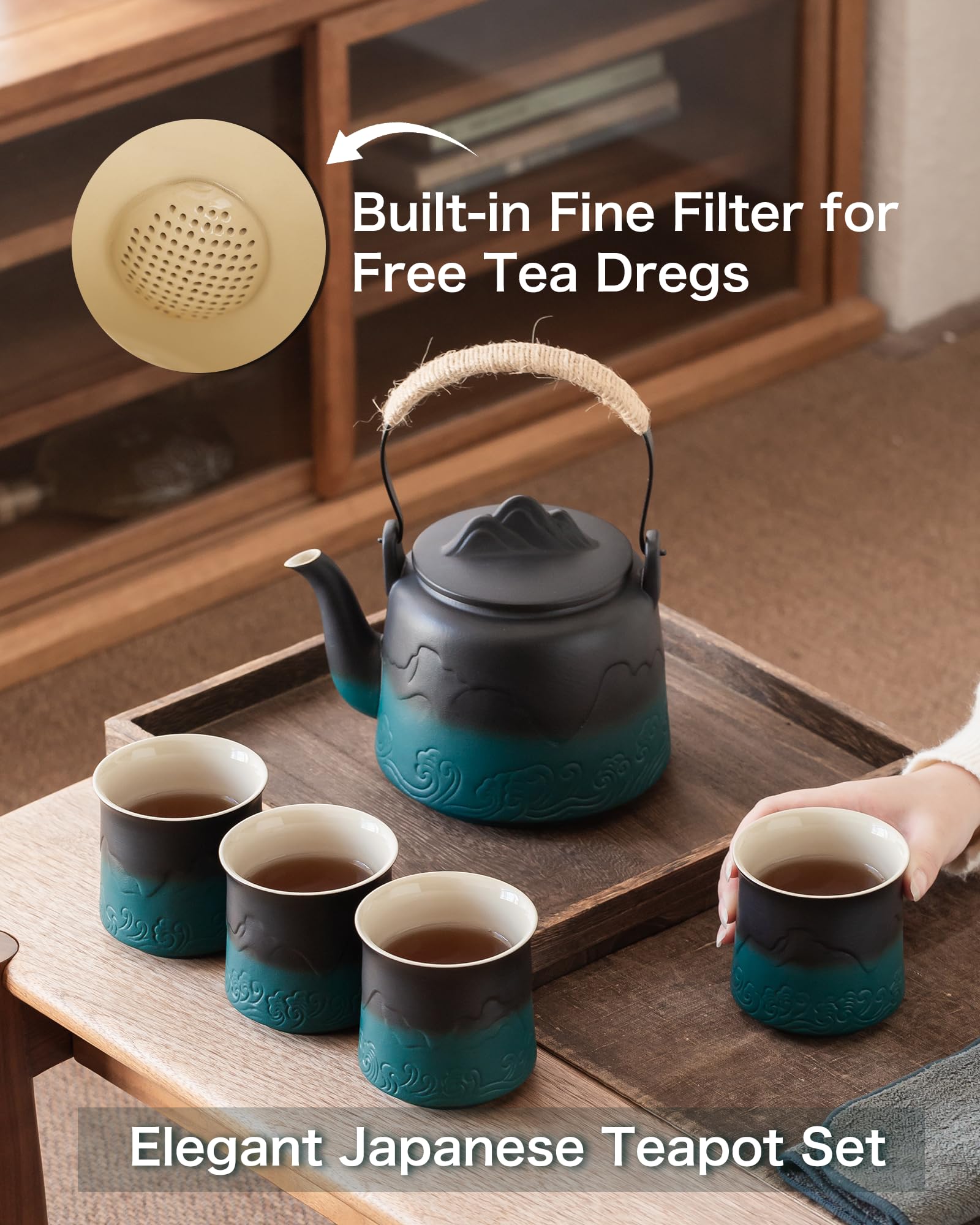 ZENS four teacups matching the teapot for intimate gatherings