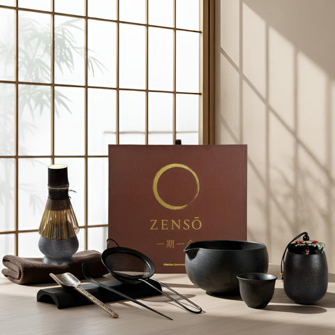Zenso Premium Matcha Set box display, inviting a calming at-home ceremony