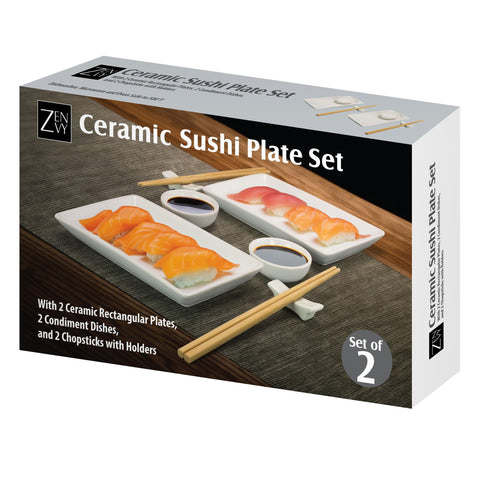 ZENVY ceramic sushi dipping dish pairs sauces for dipping and easy serving.