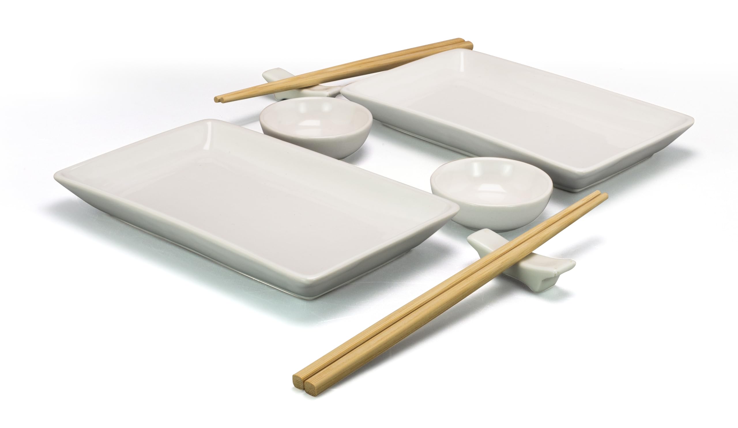ZENVY ceramic sushi plate rectangular enhances at-home sushi presentation and sashimi plating.