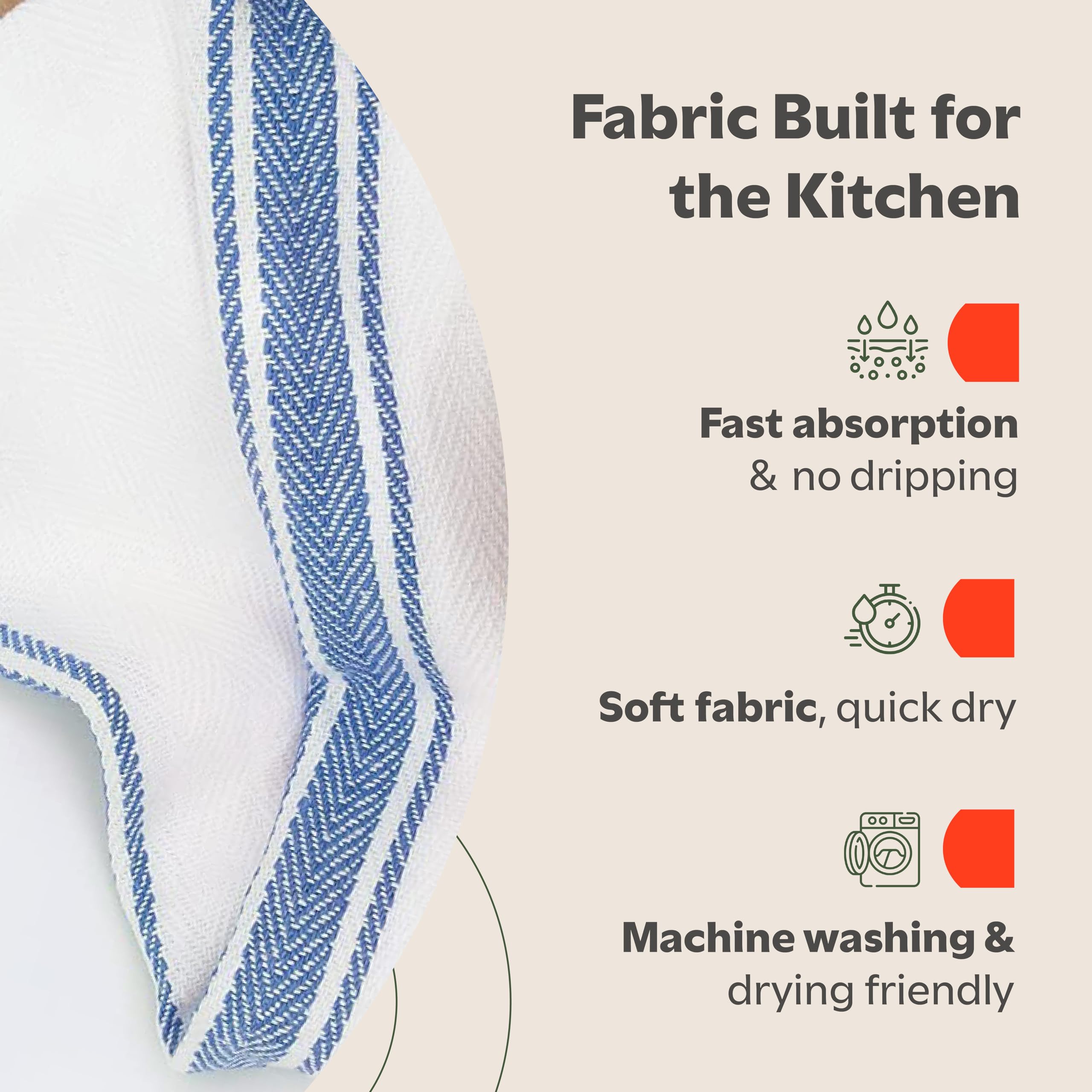 Zeppoli Classic Dish Towels machine washable close-up for easy reuse